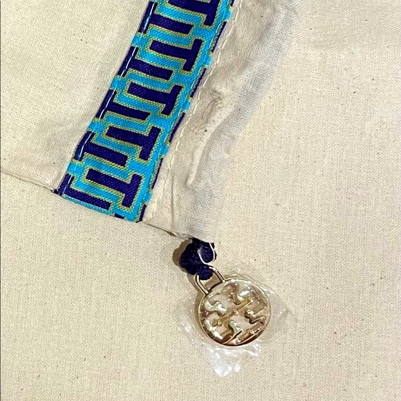 Tory Burch Purse Shoe Canvas Duster Drawstring Side LOGO Pull Bag Cinch … - Picture 2 of 3